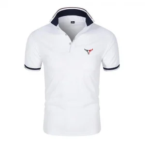 2025 Men New Sport Bull Pattern Six-color Polo Shirts Stand Collar Breathable Sport T-shirt Summer Fashion Short Sleeve