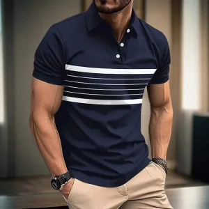 3D Printed Striped Oversized Polo
