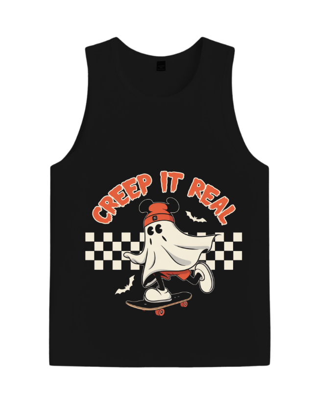 Creep It Real Funny Ghost Halloween Design TankTop Fiercemanstyle - Image 3