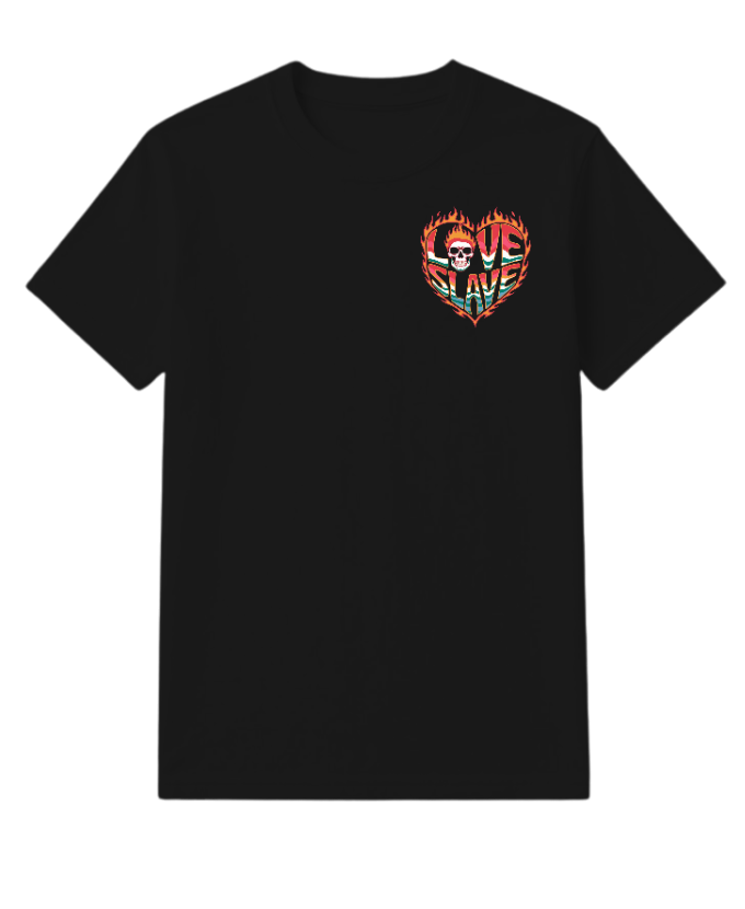 Love Slave Burning Heart Gothic Artwork T-Shirt Fiercemanstyle