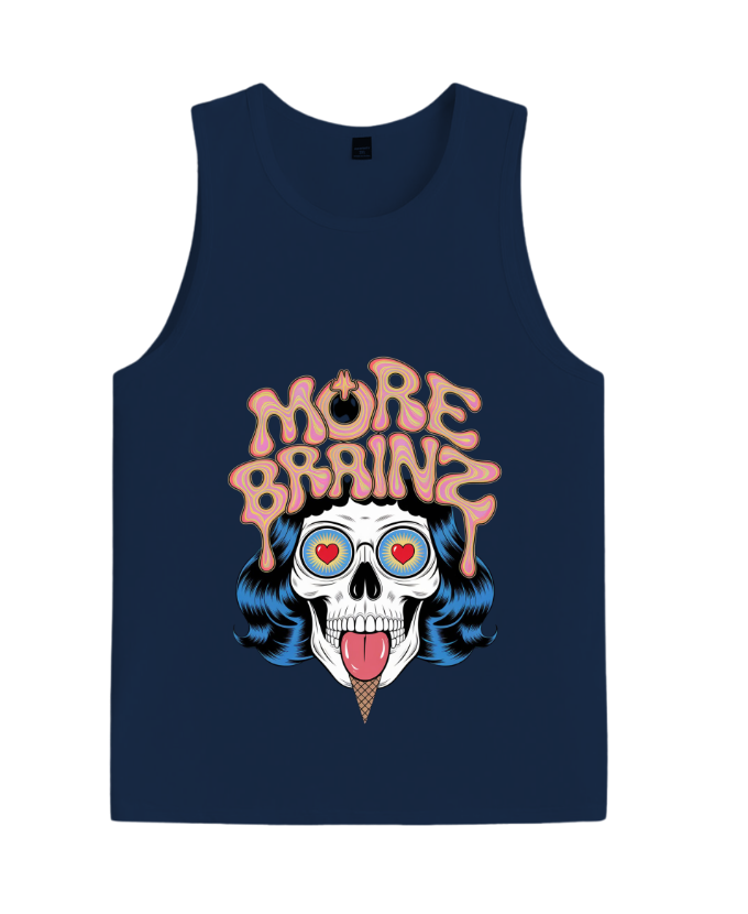 More Brains Zombie Head Cartoon Graphic TankTop Fiercemanstyle