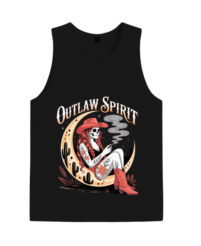 Outlaw Spirit Cowgirl Skeleton Western Style TankTop Fiercemanstyle - Image 3