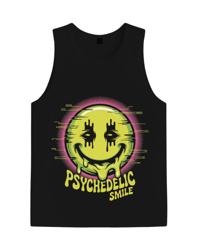 Psychedelic Smile Alien Trip Artwork TankTop Fiercemanstyle - Image 3