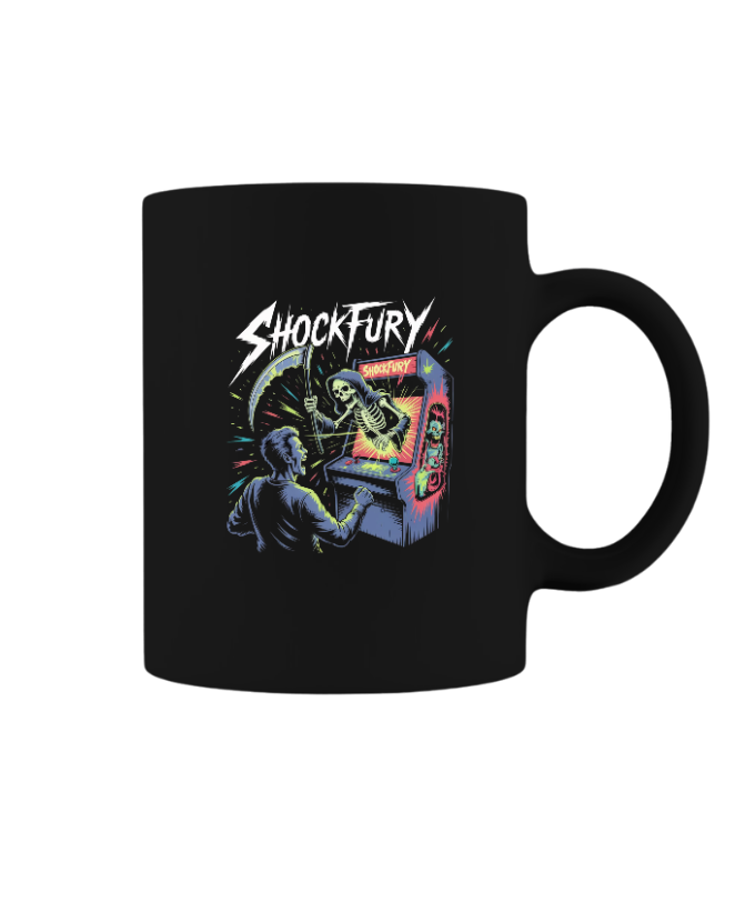 Shocktury Retro Arcade Horror Design Mug Fiercemanstyle
