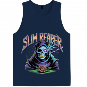 Slim Reaper Grim Reaper Skull With Lightning And Rose Artwork TankTop Fiercemanstyle