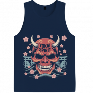 Yokai Spirit Red Demon Mask Japanese Style TankTop Fiercemanstyle